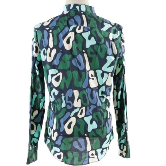 Louis Vuitton Stephen Sprouse Graffiti Script Logo Long Sleeve Cotton Shirt SZ M - Picture 2 of 8